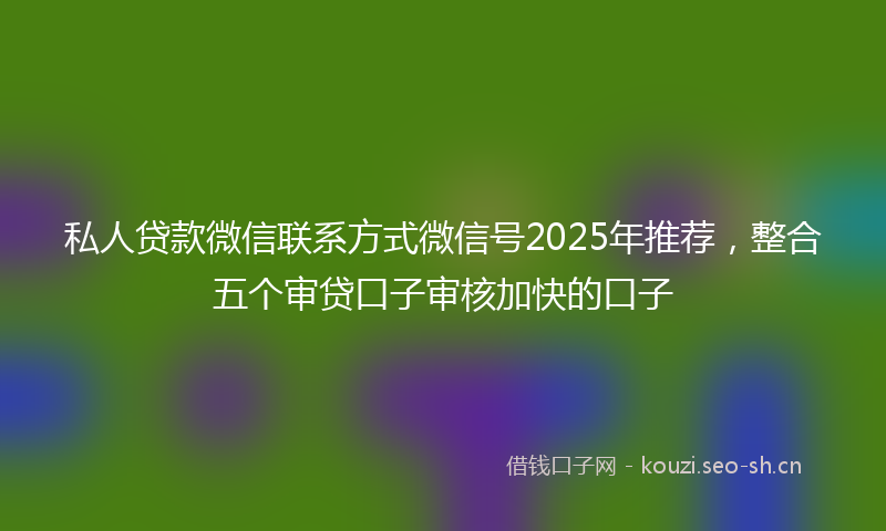 私人贷款微信联系方式微信号2025年推荐，整合五个审贷口子审核加快的口子