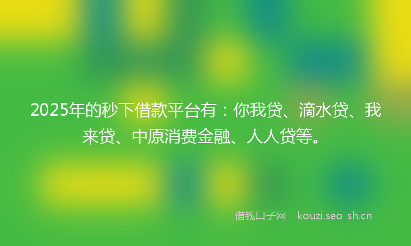 2025年的秒下借款平台有：你我贷、滴水贷、我来贷、中原消费金融、人人贷等。