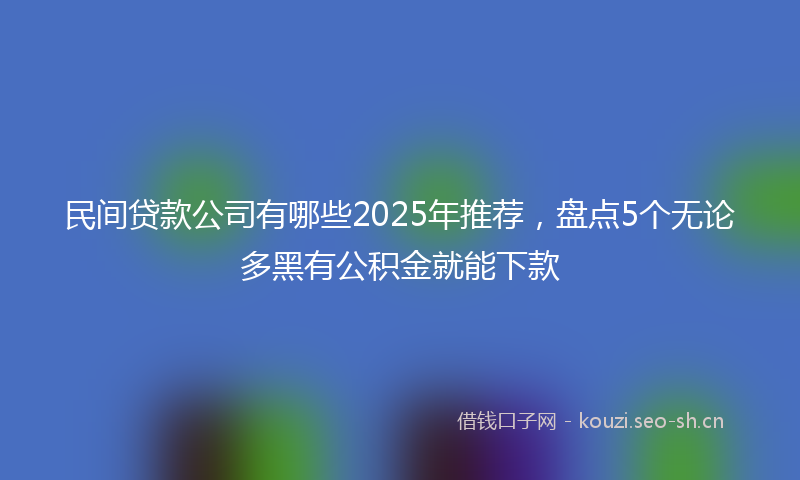 民间贷款公司有哪些2025年推荐，盘点5个无论多黑有公积金就能下款