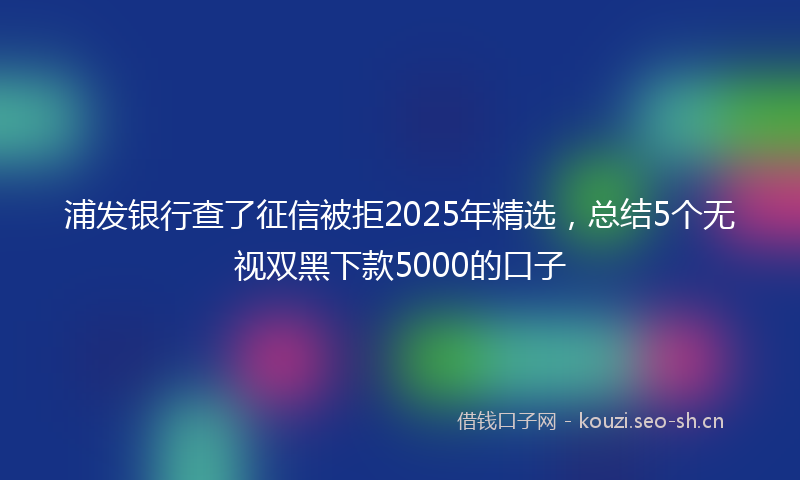 浦发银行查了征信被拒2025年精选，总结5个无视双黑下款5000的口子