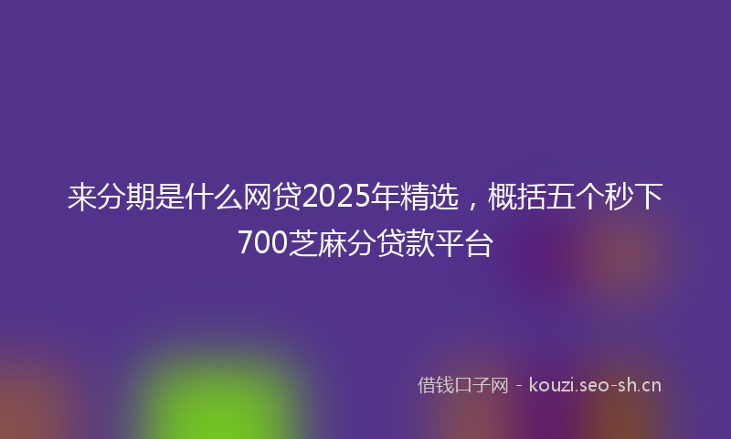 来分期是什么网贷2025年精选，概括五个秒下700芝麻分贷款平台