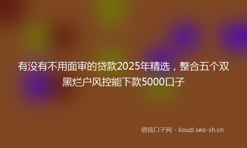 有没有不用面审的贷款2025年精选，整合五个双黑烂户风控能下款5000口子
