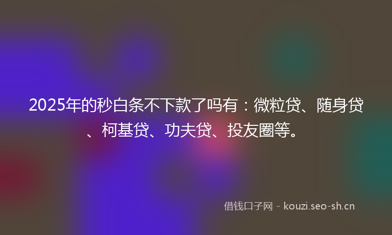 2025年的秒白条不下款了吗有：微粒贷、随身贷、柯基贷、功夫贷、投友圈等。