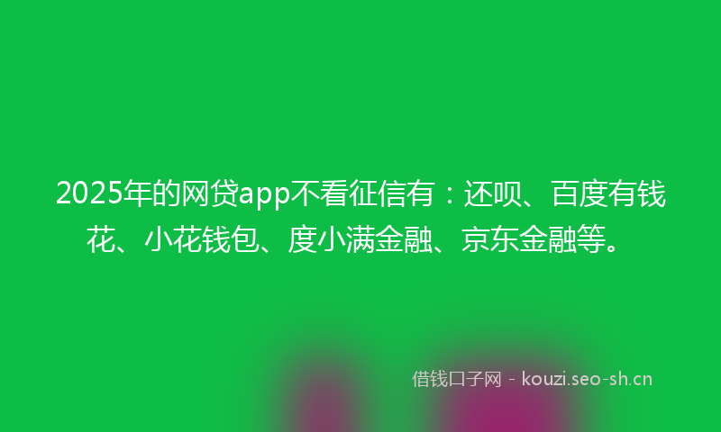 2025年的网贷app不看征信有：还呗、百度有钱花、小花钱包、度小满金融、京东金融等。