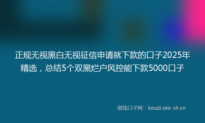 正规无视黑白无视征信申请就下款的口子2025年精选，总结5个双黑烂户风控能下款5000口子