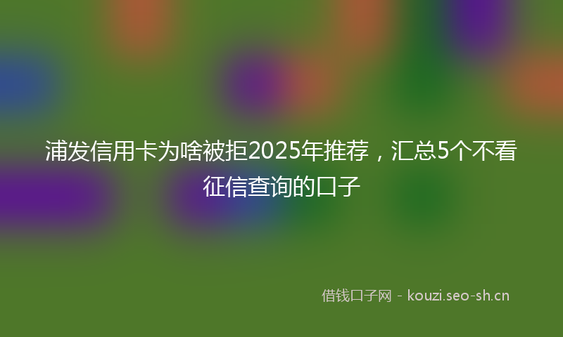浦发信用卡为啥被拒2025年推荐，汇总5个不看征信查询的口子