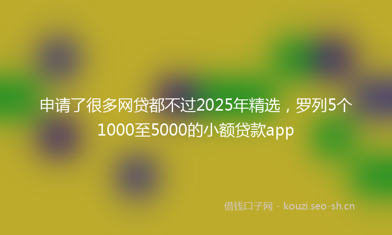申请了很多网贷都不过2025年精选，罗列5个1000至5000的小额贷款app