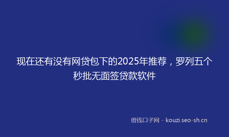 现在还有没有网贷包下的2025年推荐，罗列五个秒批无面签贷款软件