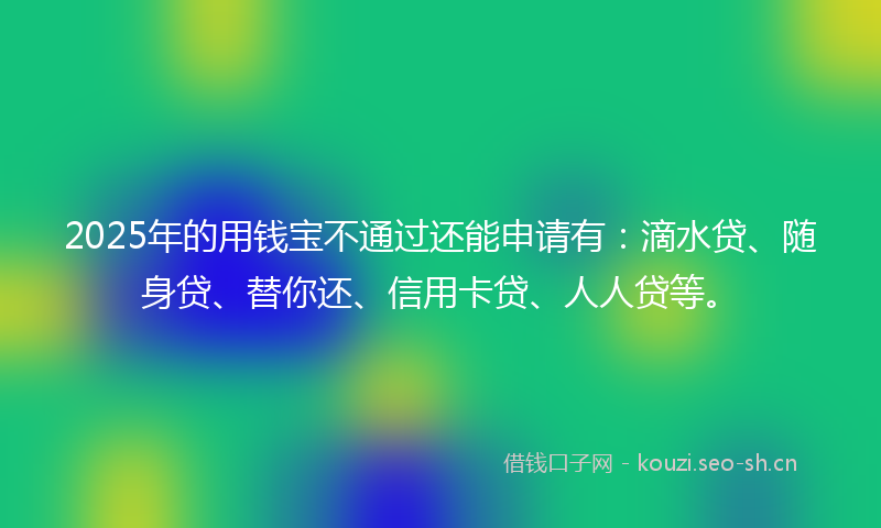 2025年的用钱宝不通过还能申请有：滴水贷、随身贷、替你还、信用卡贷、人人贷等。