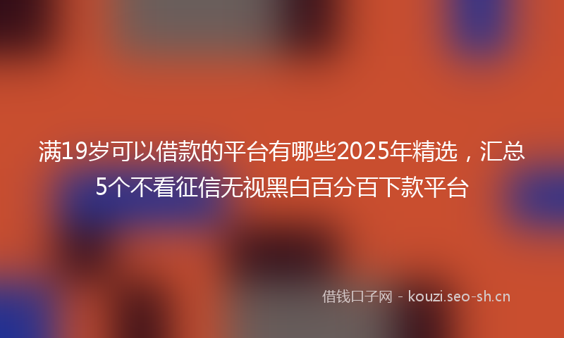 满19岁可以借款的平台有哪些2025年精选，汇总5个不看征信无视黑白百分百下款平台