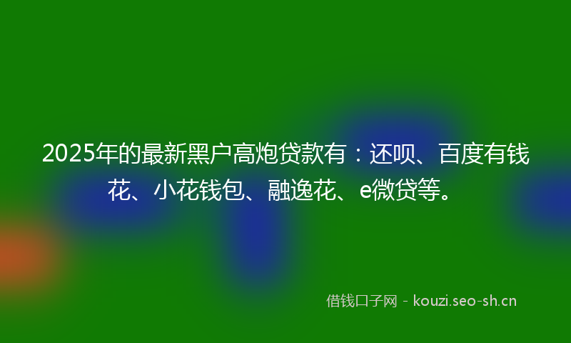 2025年的最新黑户高炮贷款有：还呗、百度有钱花、小花钱包、融逸花、e微贷等。