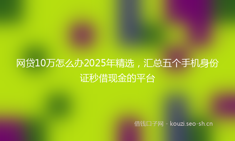 网贷10万怎么办2025年精选，汇总五个手机身份证秒借现金的平台