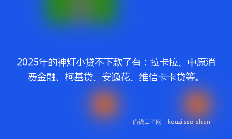 2025年的神灯小贷不下款了有：拉卡拉、中原消费金融、柯基贷、安逸花、维信卡卡贷等。