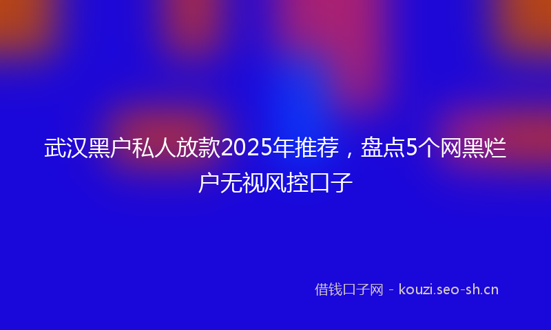 武汉黑户私人放款2025年推荐，盘点5个网黑烂户无视风控口子