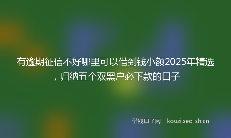 有逾期征信不好哪里可以借到钱小额2025年精选，归纳五个双黑户必下款的口子