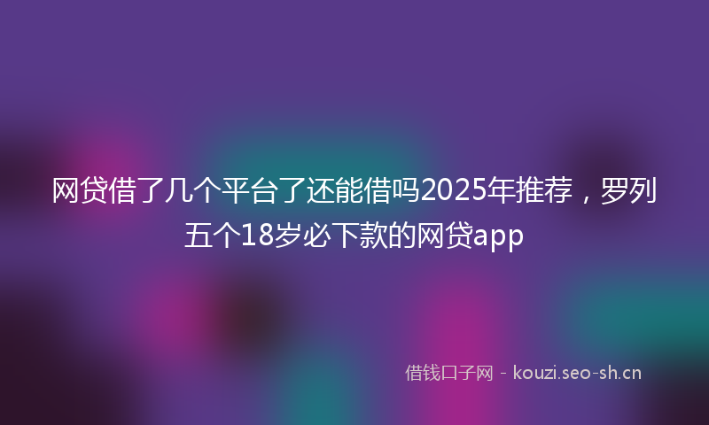 网贷借了几个平台了还能借吗2025年推荐，罗列五个18岁必下款的网贷app