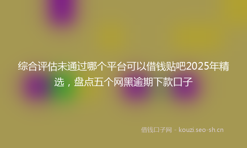综合评估未通过哪个平台可以借钱贴吧2025年精选，盘点五个网黑逾期下款口子