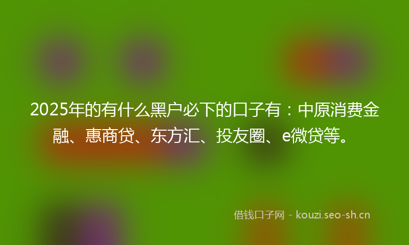 2025年的有什么黑户必下的口子有：中原消费金融、惠商贷、东方汇、投友圈、e微贷等。