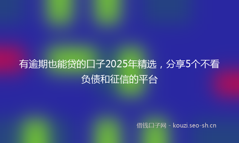 有逾期也能贷的口子2025年精选，分享5个不看负债和征信的平台