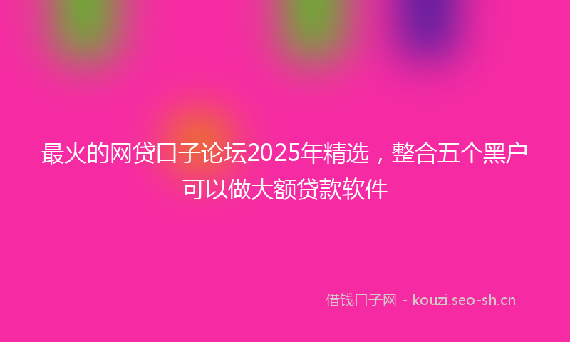 最火的网贷口子论坛2025年精选，整合五个黑户可以做大额贷款软件