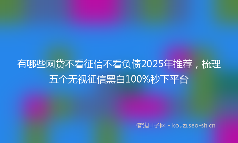 有哪些网贷不看征信不看负债2025年推荐，梳理五个无视征信黑白100%秒下平台