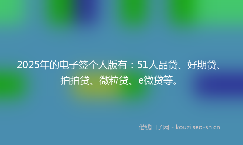 2025年的电子签个人版有：51人品贷、好期贷、拍拍贷、微粒贷、e微贷等。