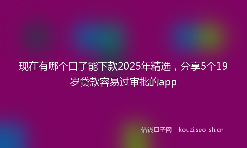 现在有哪个口子能下款2025年精选，分享5个19岁贷款容易过审批的app