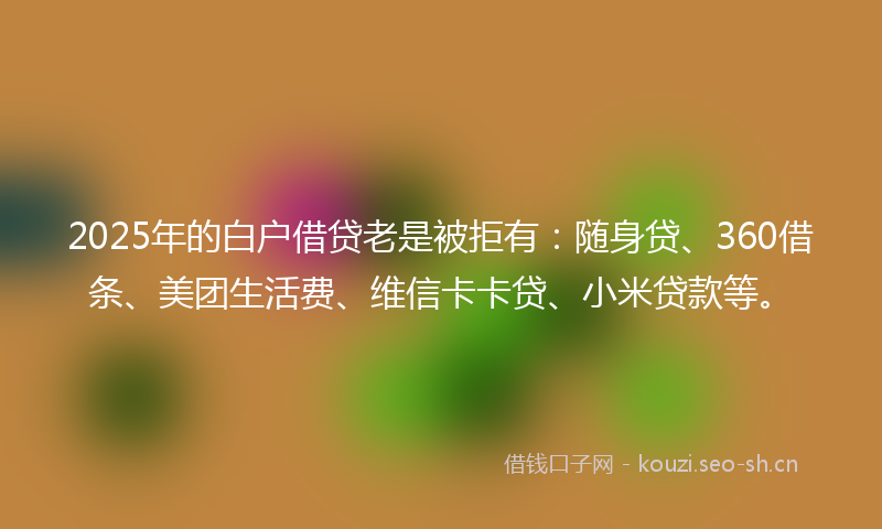 2025年的白户借贷老是被拒有：随身贷、360借条、美团生活费、维信卡卡贷、小米贷款等。