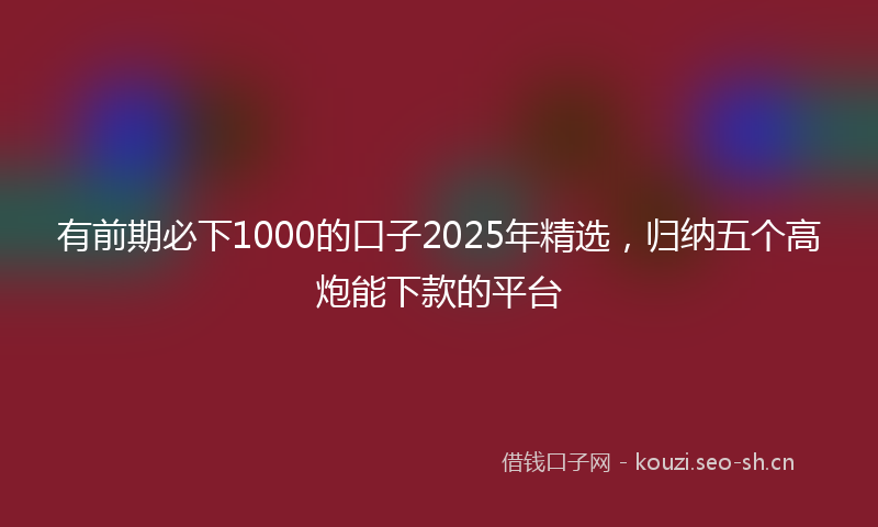 有前期必下1000的口子2025年精选，归纳五个高炮能下款的平台