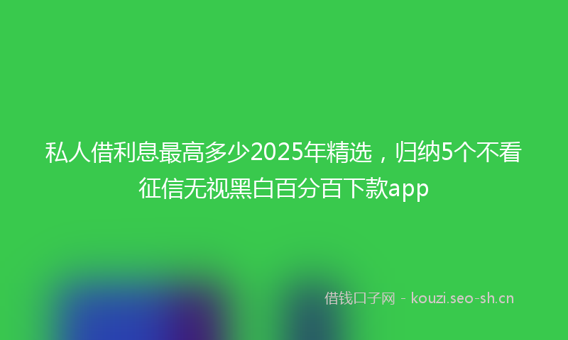 私人借利息最高多少2025年精选，归纳5个不看征信无视黑白百分百下款app