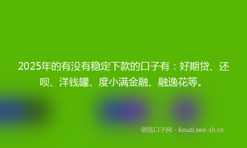 2025年的有没有稳定下款的口子有：好期贷、还呗、洋钱罐、度小满金融、融逸花等。