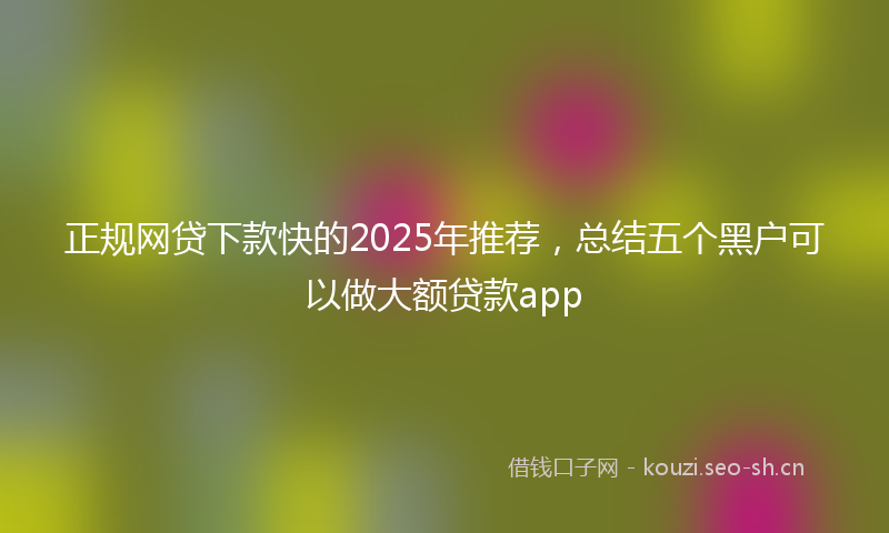 正规网贷下款快的2025年推荐，总结五个黑户可以做大额贷款app