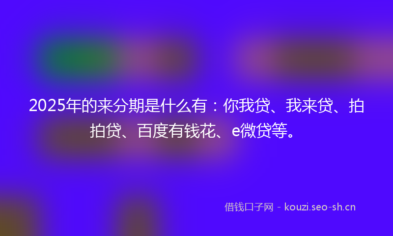 2025年的来分期是什么有：你我贷、我来贷、拍拍贷、百度有钱花、e微贷等。