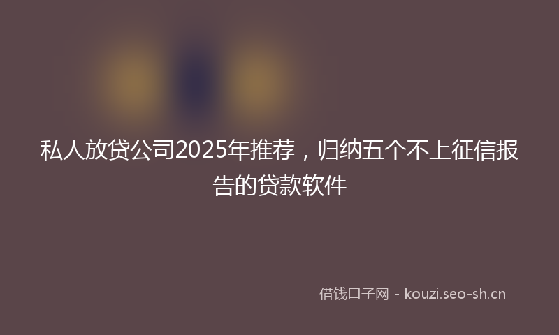 私人放贷公司2025年推荐，归纳五个不上征信报告的贷款软件