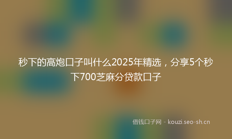 秒下的高炮口子叫什么2025年精选，分享5个秒下700芝麻分贷款口子