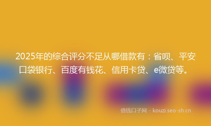 2025年的综合评分不足从哪借款有：省呗、平安口袋银行、百度有钱花、信用卡贷、e微贷等。