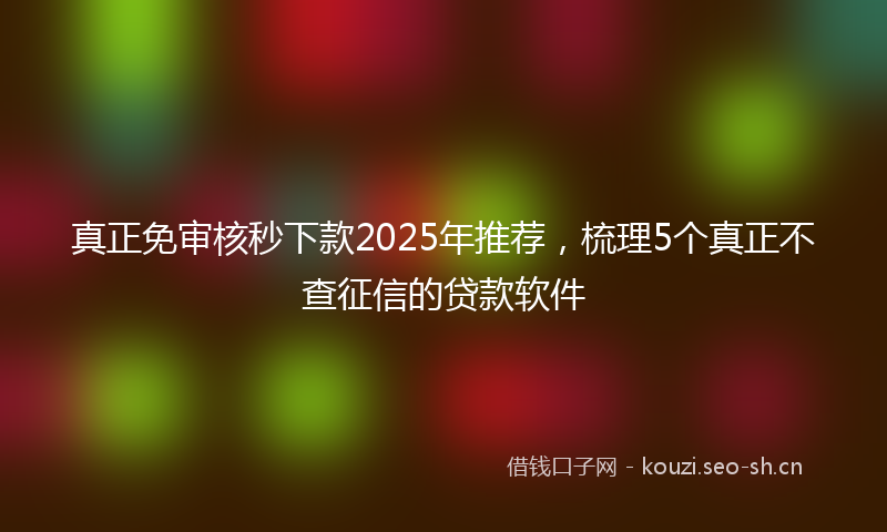 真正免审核秒下款2025年推荐，梳理5个真正不查征信的贷款软件