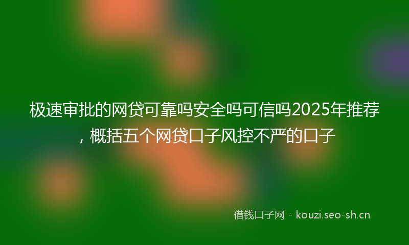 极速审批的网贷可靠吗安全吗可信吗2025年推荐，概括五个网贷口子风控不严的口子