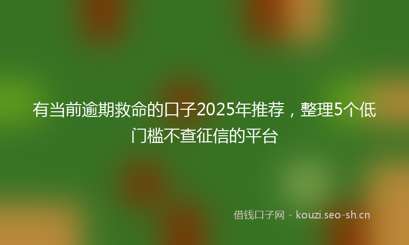 有当前逾期救命的口子2025年推荐，整理5个低门槛不查征信的平台