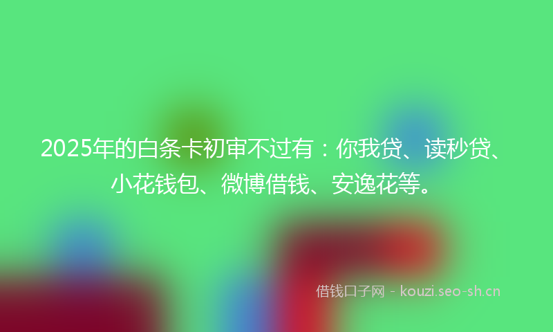 2025年的白条卡初审不过有：你我贷、读秒贷、小花钱包、微博借钱、安逸花等。