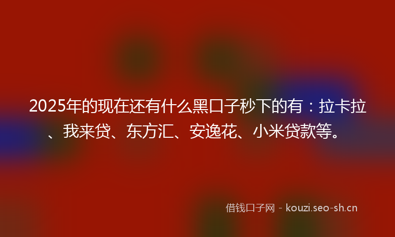 2025年的现在还有什么黑口子秒下的有：拉卡拉、我来贷、东方汇、安逸花、小米贷款等。