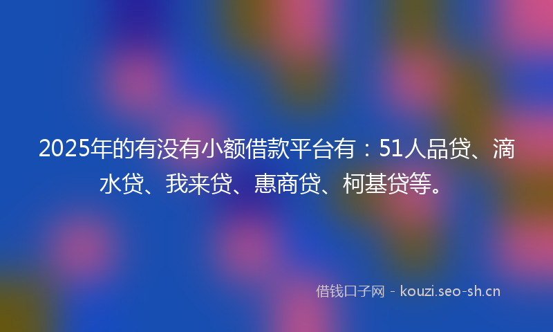 2025年的有没有小额借款平台有：51人品贷、滴水贷、我来贷、惠商贷、柯基贷等。