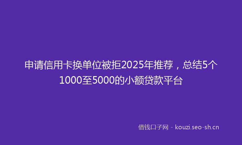 申请信用卡换单位被拒2025年推荐，总结5个1000至5000的小额贷款平台