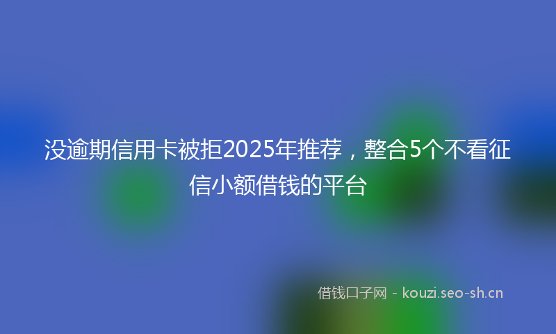 没逾期信用卡被拒2025年推荐，整合5个不看征信小额借钱的平台