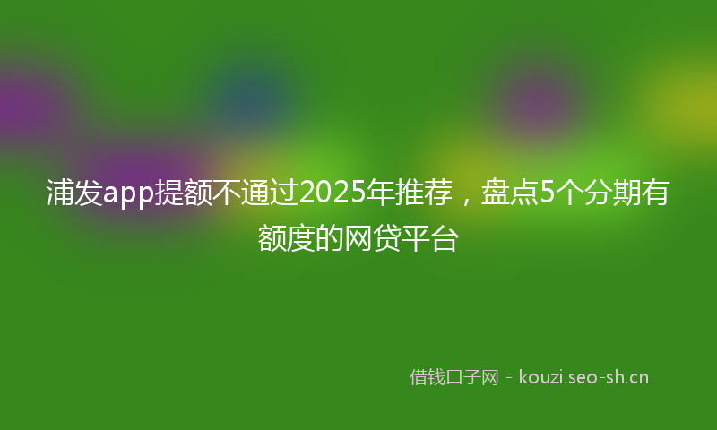 浦发app提额不通过2025年推荐，盘点5个分期有额度的网贷平台