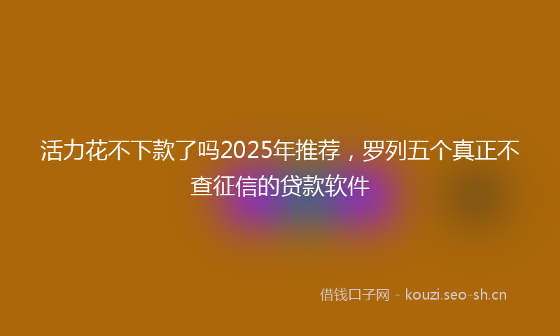 活力花不下款了吗2025年推荐，罗列五个真正不查征信的贷款软件
