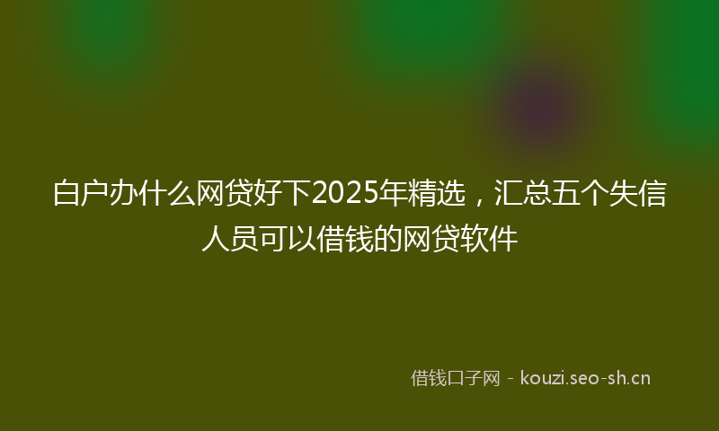 白户办什么网贷好下2025年精选，汇总五个失信人员可以借钱的网贷软件