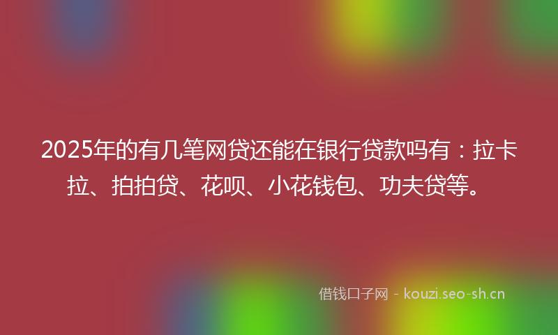 2025年的有几笔网贷还能在银行贷款吗有：拉卡拉、拍拍贷、花呗、小花钱包、功夫贷等。