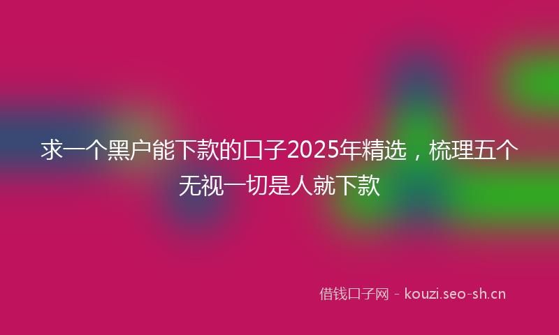 求一个黑户能下款的口子2025年精选，梳理五个无视一切是人就下款