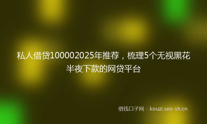 私人借贷100002025年推荐，梳理5个无视黑花半夜下款的网贷平台